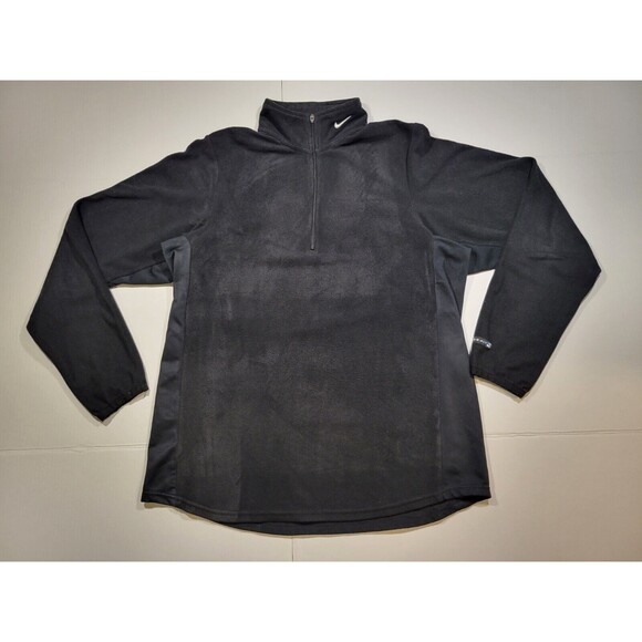 Vintage Nike Fit Thermal Fleece Black 1/4 Zip Pullover Sweater Mens Medium‎ - Picture 1 of 8